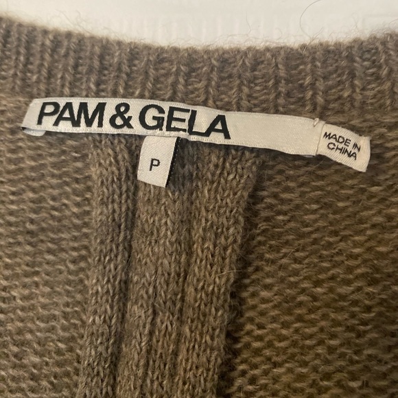 Pam & Gela Oatmeal Brown Button Up Sweater Size P - Picture 2 of 7